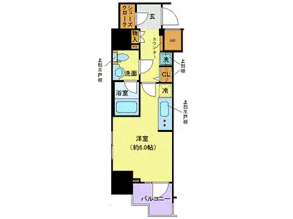 ラグディア芝公園(ワンルーム/7階)の間取り写真