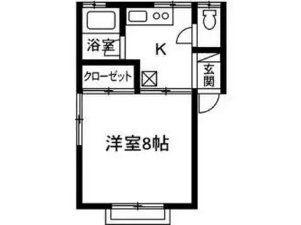 MWハイツ(1K/2階)の間取り写真