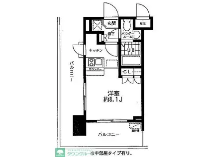 レジディア大森東(ワンルーム/4階)の間取り写真