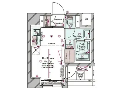 コンシェリアR 横濱桜木町(ワンルーム/8階)の間取り写真