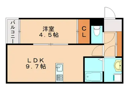 PREVOYANCE篠栗(1LDK/2階)の間取り写真