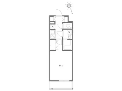 アゼスト堀切菖蒲園II(1K/2階)の間取り写真