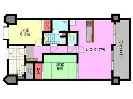 グランドパレスロイヤルコート大手町(2LDK/3階)の間取り写真