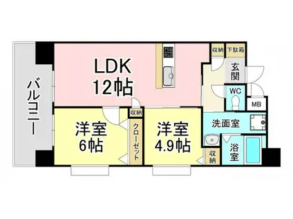アースコート桜通(2LDK/11階)の間取り写真