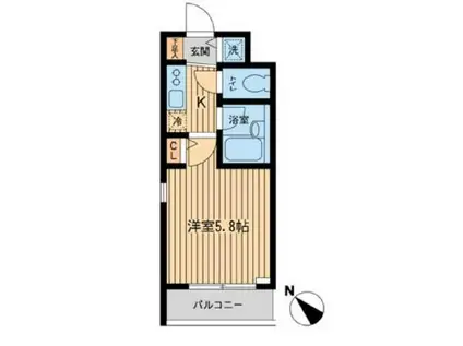 ザ・パーククロス市ヶ谷(1K/1階)の間取り写真