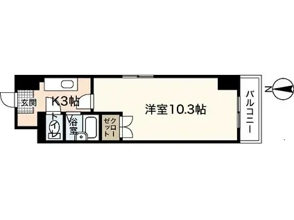 YELLSTAGE楠木II(1K/2階)の間取り写真