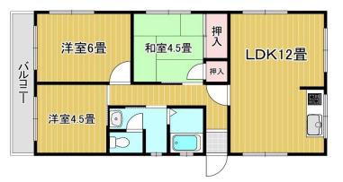 村崎マンション(3LDK/2階)の間取り写真