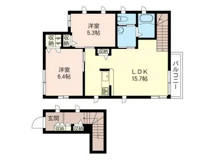 ヴィバ ラ ヴィダA(2LDK/2階)の間取り写真