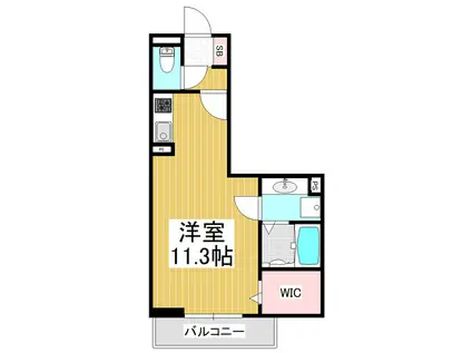 コンフォーティア信大西 B棟(ワンルーム/1階)の間取り写真