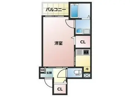 ALEGRIA香里園II(1K/1階)の間取り写真