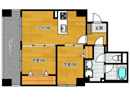 ピア清水II(2LDK/9階)の間取り写真