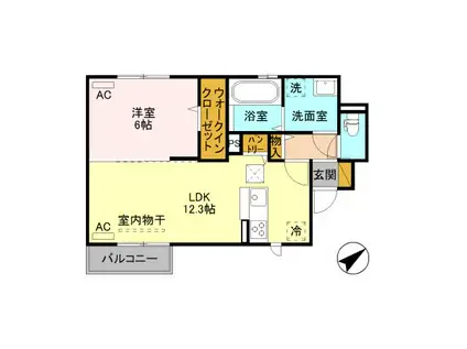 アメージング(1LDK/1階)の間取り写真