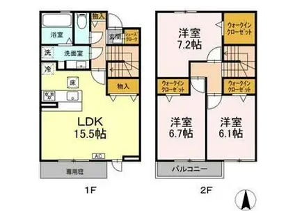 パークヒルズ(3LDK/1階)の間取り写真