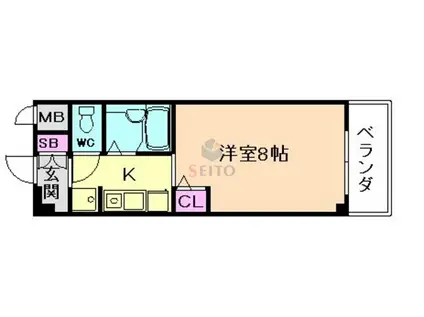 パークサイドコート(1K/4階)の間取り写真