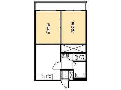 コーポサンライトB棟(2DK/4階)の間取り写真