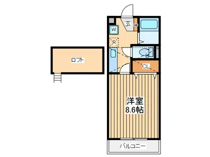 メビウスメルズⅡ(1K/2階)の間取り写真