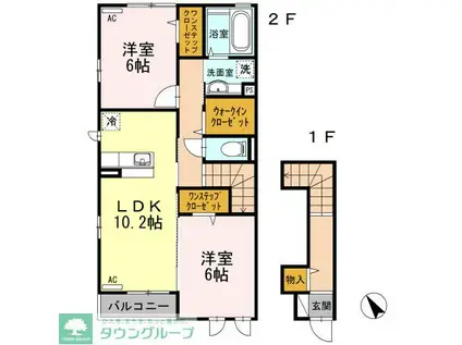 プリムヴェール(2LDK/2階)の間取り写真