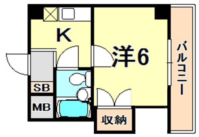 ヴィラパックス神戸(1K/4階)の間取り写真
