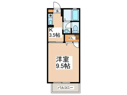 VECINOS A(1K/1階)の間取り写真