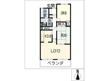 パークホーム江向(2LDK/1階)の間取り写真