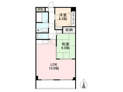 ディアコート茜(2LDK/6階)の間取り写真