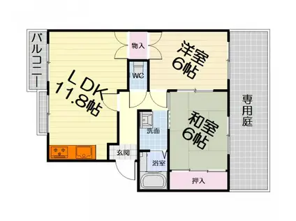 アメニティー草部(2LDK/1階)の間取り写真