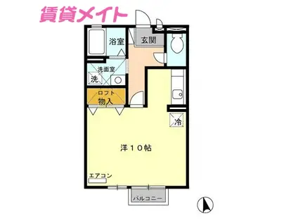 セジュールSY(ワンルーム/2階)の間取り写真