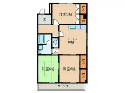 ハーモニアス東大利(3LDK/2階)の間取り写真