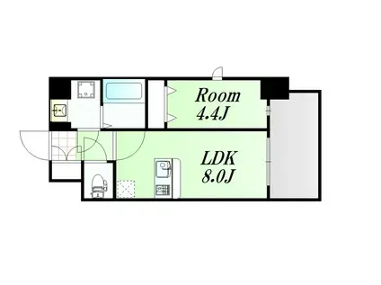 エスリード中之島クロスゲート(1LDK/6階)の間取り写真