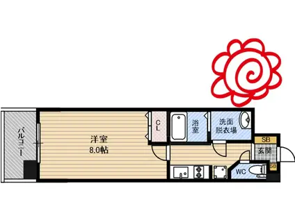 スプランディッド放出(1K/11階)の間取り写真