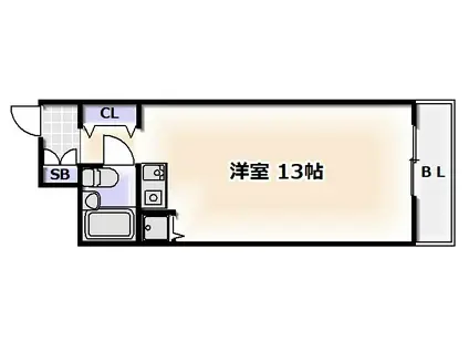 ライオンズマンション難波南第2(ワンルーム/2階)の間取り写真