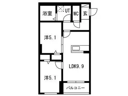 ラヴィアンローズ(2LDK/3階)の間取り写真