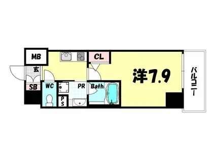 アルファレガロ神戸元町(1K/9階)の間取り写真