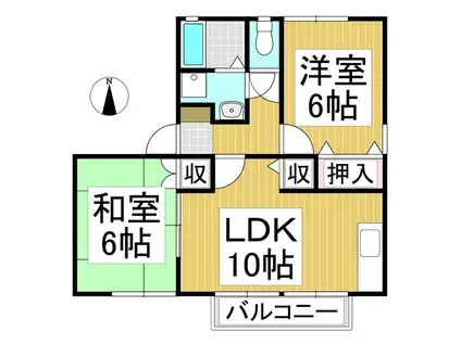 グリーン松ノ木(2LDK/2階)の間取り写真