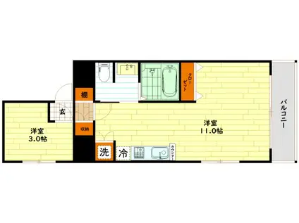 MARIS KYOBASHI WING(1K/4階)の間取り写真