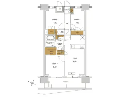 RJRプレシア東十条ガーデン(3LDK/8階)の間取り写真
