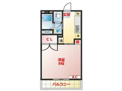 リッチマンション(1K/2階)の間取り写真