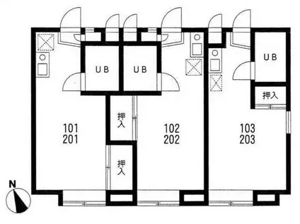 小田急小田原線 経堂駅 徒歩8分  最上階 収納有 即入居可(ワンルーム/2階)の間取り写真