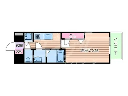 プランドール北浜(1K/4階)の間取り写真