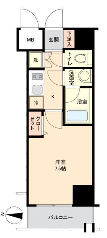 ハーモニーレジデンス錦糸町002(1K/4階)の間取り写真