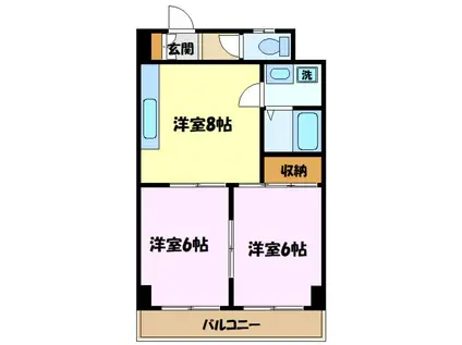 メゾン本厚木(2DK/1階)の間取り写真