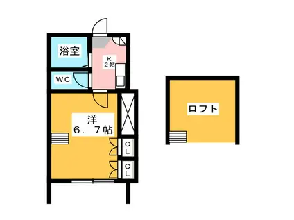 FLATS HAMAMATSU(1K/1階)の間取り写真