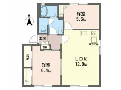 アークヒルズ中村B棟(2LDK/1階)の間取り写真