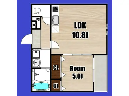 FUJIPALACE瓜生堂III番館(1LDK/2階)の間取り写真