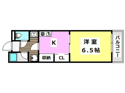 イーストフィールド(1K/4階)の間取り写真