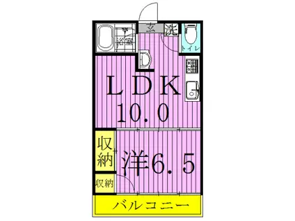 ローズマンション(1LDK/2階)の間取り写真