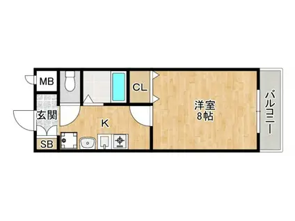 ブルックスコート菅原(1K/2階)の間取り写真