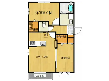 GRANDIR BLANCHE(2LDK/1階)の間取り写真