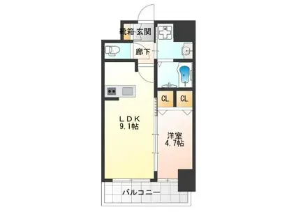 GM KOHAMA(1LDK/13階)の間取り写真