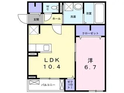 ハイツ若草(1LDK/2階)の間取り写真